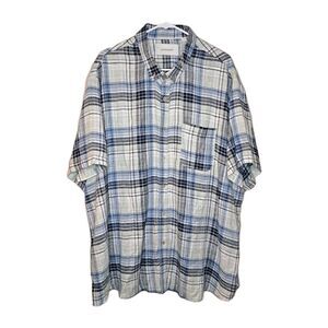 NEW Ecothreads Mens Short Sleeve Plaid Button Down Shirt Size XXL Blue